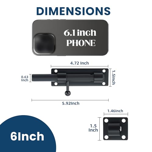Alise 6 inch Barrel Bolt Latch,Black Heavy Duty Slide Lock for Barn Door | SUS304 Stainless Steel Padlock-Style Slide Bolt Latch,Security Gate Latch for Wooden Fence,Interior or Outdoor Door - color: Black, size: 6 Inch
