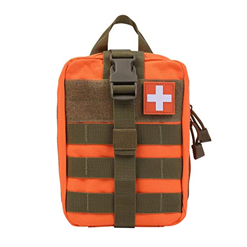 Medical Molle Pouch Tactical - 1000D Nylon First Aid Pouch, Big Capacity EMT Pouch Utility, Heavy Duty Military Grade Rip-Away Ifak Pouch for Home and Outdoor Activities（Bag Only - color: Orange