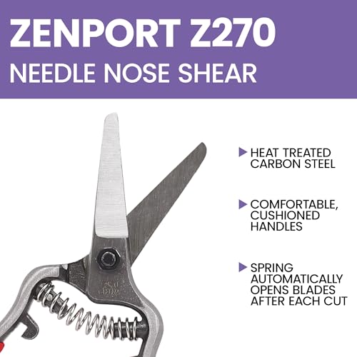 Zenport Z270 6” Forged Straight Blade Needle Nose Shear, 1.5 Inch Blades, Red - 3 Pack - style: 3