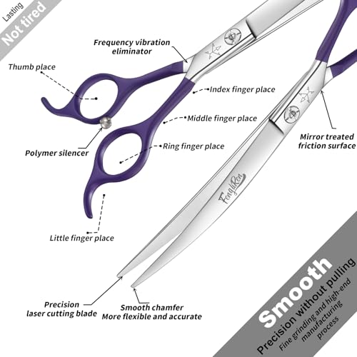 High-end Professional Dog Grooming Curved Scissors Pet Curved Shears 8 Inches Extremely Very Sharp Made Of Stainless Steel Alloy By Hand For Dog Cat Groomer - color: 8inch Curved Shears