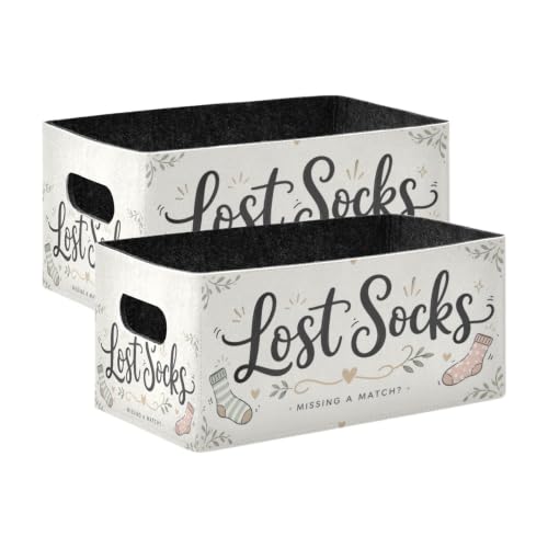 Storage Baskets Felt Foldable Storage Cube Shelf Bins Organizer Box for Kids Toys Office Bedroom Closet Babies Nursery 2-Pack (Cute Lost Socks) - color: Cute Lost Socks
