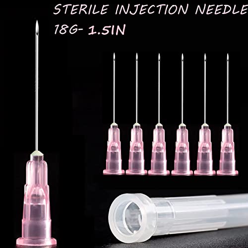 100 Pack 18Ga 1 1/2 Inch Stainless Steel Dispensing Lab Tools Accessories for Scientific Labs, Measuring and Refilling, Individually Wrapped - size: 18G 1-1/2 inch