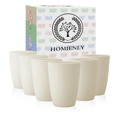 Homienly Wheat Straw Cups 12oz Unbreakable & Easy to Clean Cups Reusable Outdoor Drinking Cups for Travel,Camping,Picnic, Refrigerator and Dishwasher Safe Stackable Water Tumblers- White - color: MatteWhite, size: 12 Ounces