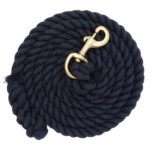 Weaver Equine 5/8" x 10 Cotton Lead Ropes for Horses Line with Brass Snap, Buckle, Soft, Comfortable Horse Lead Ropes for Training and Lunging