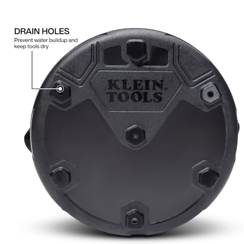 Klein Tools BC535 Straight Bucket, 17-Inch Utility Bucket, 200-Pound Load, 1680D Nylon, Drain Holes, Reinforced Straps, Hi-Vis Orange Interior - size: Nylon, 200-Pound Load