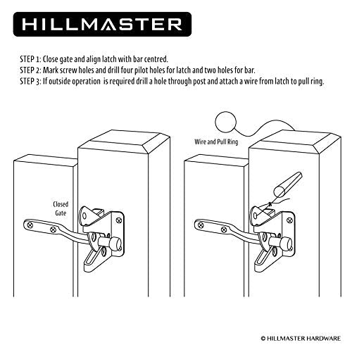 HILLMASTER Upgrade Self-Locking Gate Latch for Wooden Fence Heavy Duty, Automatic Gravity Lever Door Latches with Longer Fasteners & Pull String for Secure Pool, Garden, Black Finish/4.7in - size: 1 Pack