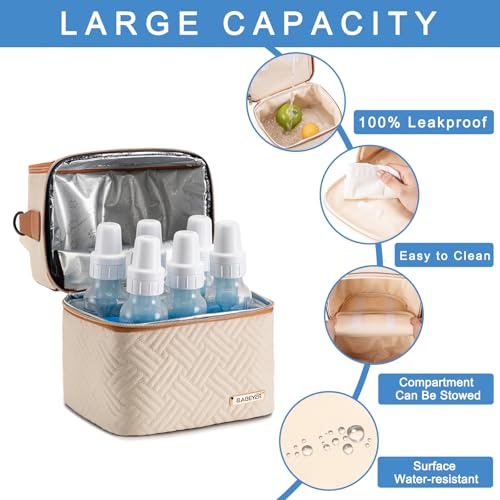 Breastmilk Cooler Bag with Ice Pack & Mat Fit 6 Bottles Up to 9 Ounce, Breast Milk Pump Cooler Bag for Moms Daycare,Work&Travel, Cream - color: Cream