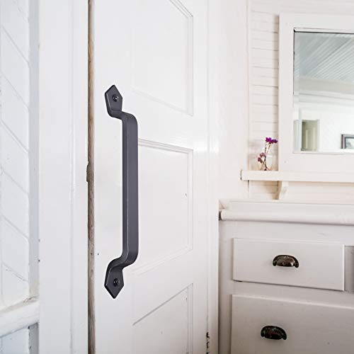 WEBI Rustic Gate Handle:11 Inch Cast Iron Sliding Barn Door Handle,Vintage Long Gate Pull Handle Fence Handle for Outdoor,Garage,Interior,Black,2 Packs
