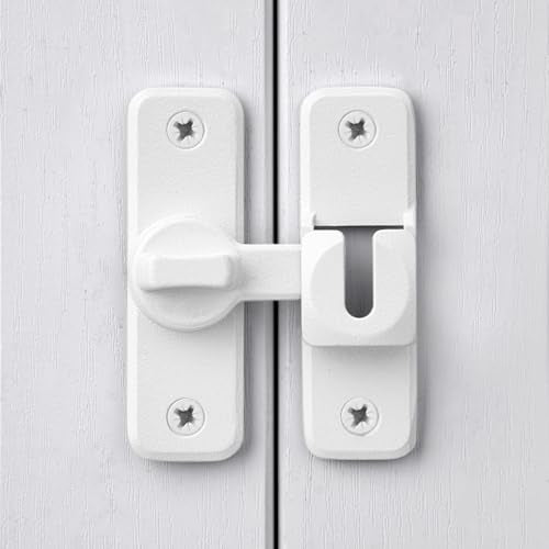 2 Pcs Matte White 90/180 Degree Flip Latch,Zinc Alloy Barn Door Latch | Right Angle Door Lock Latch,Sliding Door Latch Lock,for Cabinets,Bedroom,Fence Gates,Window,Garden,Garage,Pet Cage - color: Matte White