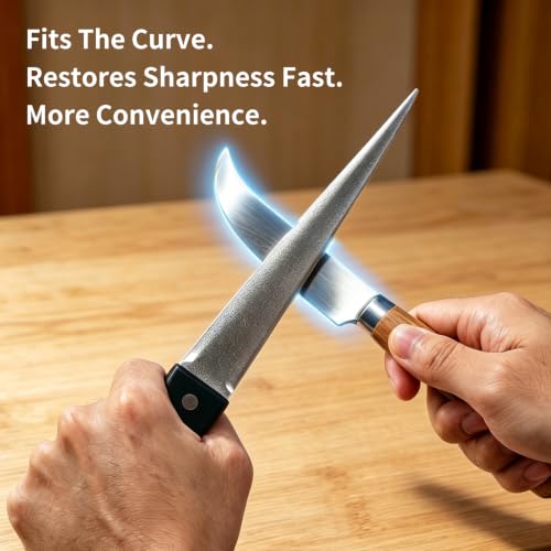 Diamond Coated Hoof Knife Sharpener with Tapered Rod for Hook Sharpening | Tapered diamond-coated rod sharpens curved hoof knife blades with fast, precise edge restoration