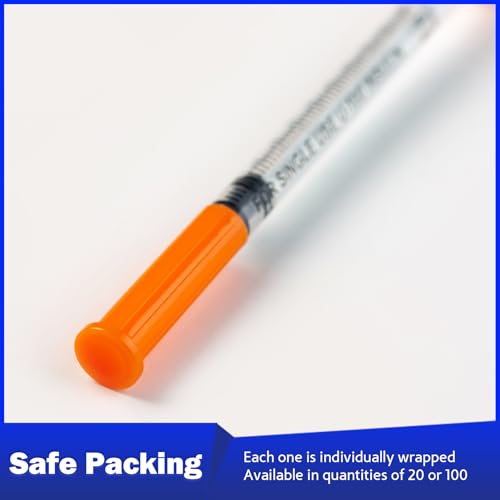 Syringes 0.5ml 31 Gauge 1/2 Inch 13mm Disposable Lab Supplies, Pack of 100 | U-100, Single-Use, Smooth & Leak-Proof, Individually Wrapped - size: 0.5ML 31G 1/2" 13MM