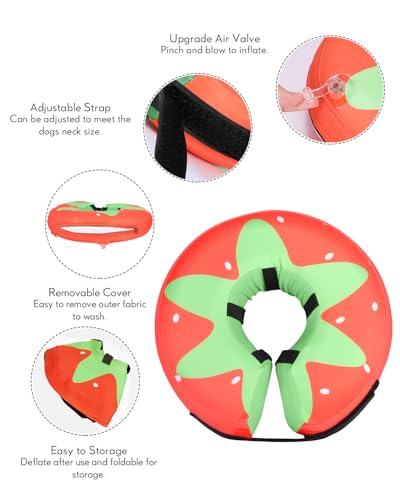 MIDOG Inflatable Dog Cone, Donut Recovery Collar After Surgery, X-Small | Soft inflatable donut e-collar; stops licking after surgery; pet eats & sees normally; neck 6-9 in (XS); not for chewers - color: Tomato, size: X-small (Neck:6"-9")