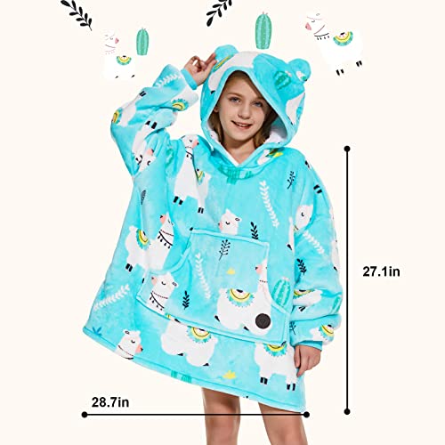 THREE POODLE Wearable Blanket Hoodie, Glow in The Dark Oversized Hoodie Blanket, Sherpa Hooded Blanket Sweatshirt for Adults Women Men Kids, Cozy Gifts - color: Alpaca, size: Kids