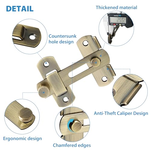 Alise 4 Inch Bronze SUS304 Stainless Steel Gate Latches for Barn Door | Heavy Duty Gate Hardware ,Security Flip Latch,Anti-theft Latch,Safety Door Lock for Barn Wood Fence Sliding French Doors - color: Bronze, size: 4 Inch