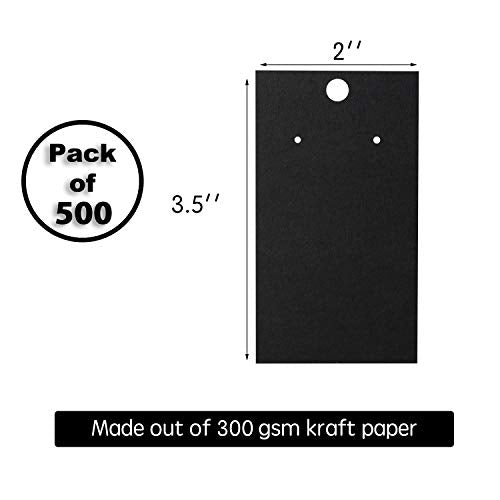500 Pack Earring Cards - Earring Card Holder - Custom Earring Cards For Earring Display - Hanging Earrings - Bulk Earring Cards - 2 x 3.5 Inches - Black (Pack of 500) - color: 500 PACK