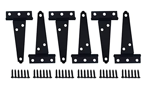 Stainless Steel Light Tee Hinge, with Stainless Steel Screw, 3" x 2-5/16" x 1.4 mm, Black Coated, 6 Pack, Made in Taiwan - color: Black coated, size: 6pack(3")