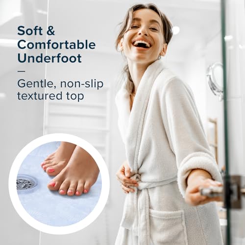 SlipX Solutions 23" Non Slip Round Shower Mat, Drain Hole, Clear, 2 Pack | Wet Surface Protection For Elderly & Kids Bathroom, Drainage Holes, 160 Suction Cups, Fits Shower Stalls, Dorms, & RV's