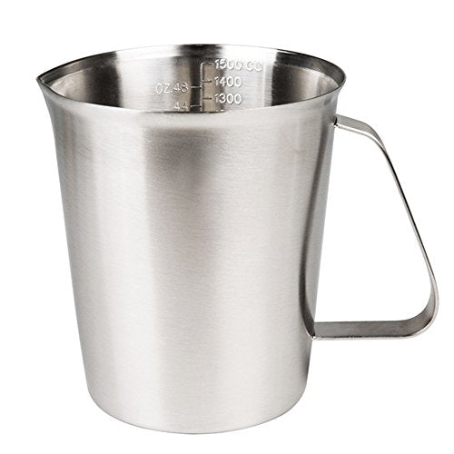 Measuring Cup, Stainless Steel Measuring Cup (48 Ounce, 1.5 Liter-6 Cup), Heavy- Duty Frothing Pitcher, Milk Frothing Pitcher Milk Frother Cup with Marking with Handle for Espresso Machines - size: 48 OZ (1500ML)