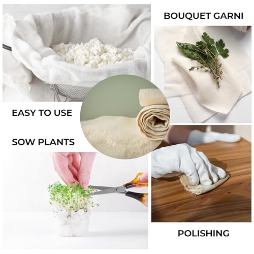 Dark White Premium Reusable Cheesecloth 100% Organic Cotton for Straining, Cooking, Nut Milk, Durable, Chemical-Free, Multi-Purpose Fabric for Crafts, and Household Needs (8 Pieces - Grade 100)) - size: 8 Pieces - Grade 100)