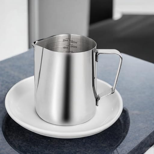 Stainless Steel Milk Frothing Pitcher - 20oz (600ml) for Espresso Machine,Cappuccino,Latte Art - size: 20 Ounces (Jug)