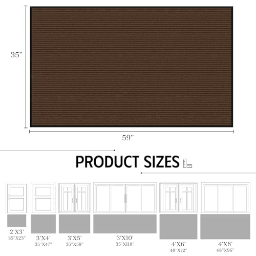 Front Door Mat 3' x 5', Dirt Trapper Dog Door Mat for Mud Wet Shoes & Paws, Low Profile Heavy Duty Indoor Outdoor Mats, Absorbent and Fade Resistant, Non-Slip Commercial Floor Mat, Brown - color: Brown Striped, size: 3' x 5'