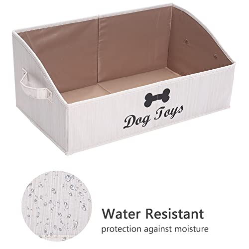 Large dog toy bin dog toy box storage box - Foldable Fabric Trapezoid Organizer Boxes with Handle, Collapsible Basket for Dog Toys (Beige-DOG) | Foldable Fabric Trapezoid Organizer Boxes with Handle, Collapsible Basket for Dog - color: Beige, size: Large