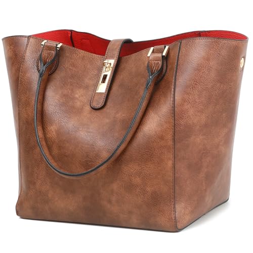 sqlp Large Work Tote Bag for Women Big Bucket Purses Designer Handbags - color: Brown