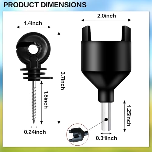 80 Pack Electric Fence Insulators with Driver Tool – Wood Post Screw-in Insulator Installation Kit, Heavy Duty Fence Post Insulators for Farm, Livestock & Garden Fencing(80)