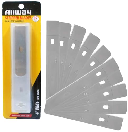 ALLWAY WSB10 Replacement Scraper Blades with Dispenser, 4", 10 Pack | High-Carbon Steel Blades - style: Replacement Scraper Blades (10 Pack)