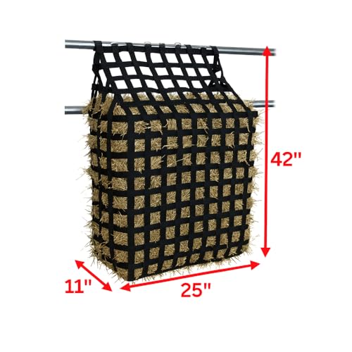 Tahoe Web Gate Slow Feed Hay Feeder – Attaches to Gate or Pipe Fence with 10 Quick Grip Straps, 2" Openings, Holds 5–6 Flakes, Super Tough Bottom®, Easy-Fill Design, 1-Year Warranty