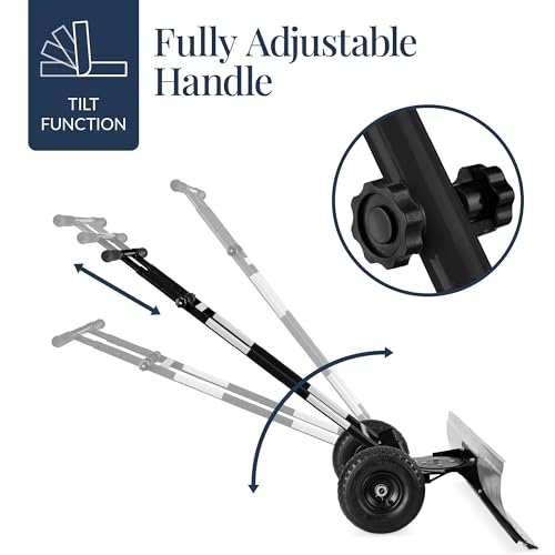 Best Choice Products 48in Heavy-Duty 2-Wheel Snow Pusher Hand Plow for Snow Removal w/Wheels, Adjustable Handle, Blade Angle - Silver - color: Silver, size: XL 48in w/Wheels