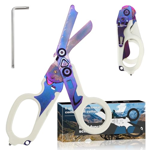 6-in-1 Heavy-Duty Emergency trauma shears (Purple) - color: Purple