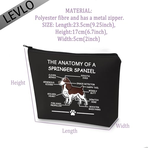 LEVLO Funny Springer Spaniel Lovers Gifts - The Anatomy of A Springer Spaniel Cosmetic Bags for Veterinary Mom - Travel Toiletry Bags (Black) - color: Springer Spaniel-black