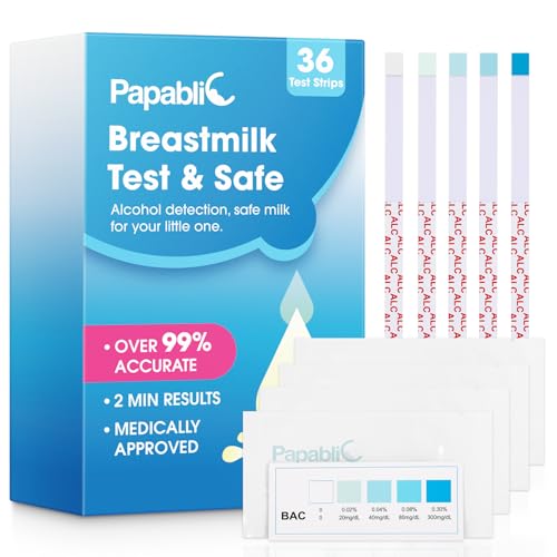 Papablic Alcohol Test Strips for Breastmilk, Quick Results in 2 Minutes Breast Milk Alcohol Test Strips for Breastfeeding Moms at Home Holiday Party, 36Pcs - size: 36-Count