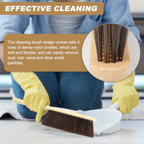 2 Pieces Wooden Dust Brush, Hand Broom Bench Brushes with Soft Bristles, Shop Brush with Long Handle, Soft Bristle Brush for Counter Sofa Bed Car Clothes Household Cleaning