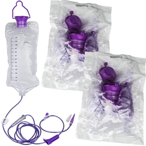 VWJ Enteral Delivery Gravity Bag Set, 1200ML Gravity Feeding Bag, Disposable Enteral Nutrition Bag, Large Bore - Health Care Aids