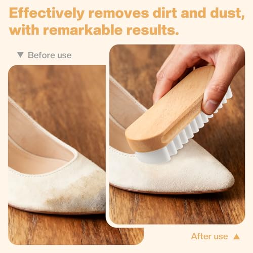 2 Pcs Suede Shoe Brush Nubuck Leather Cleaner Shoes Shine Dauber Crepe Applicators Set with Cleaning Cloth(Suede Brush with Cloth) - style: Suede Brush with Cloth