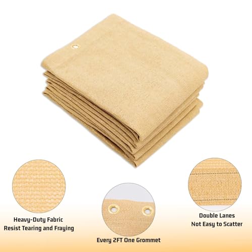 SUNNY GUARD 90% Sun Shade Cloth 6'x10' Shade Cover Tarp, Sand | Sun Shade Screen Fabric Shade Cover Tarp with Grommets for Pergola, Backyard & Garden, Durable HDPE, Custom Sizes - color: Sand, size: 0 6'×1 0'