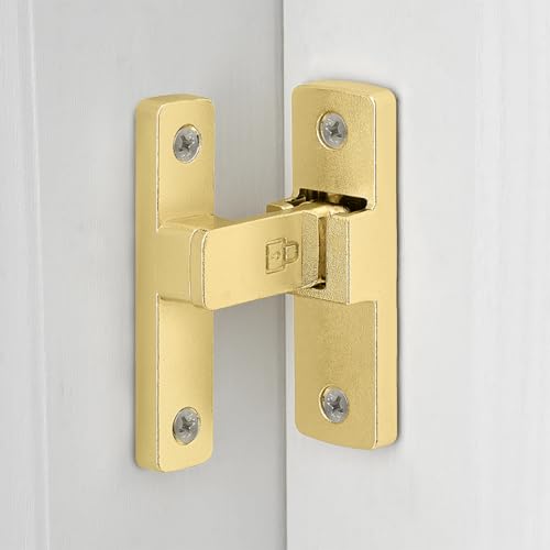 Gold 90 Degree Zinc Alloy Barn Door Latch, Flip Gate Lock | Sliding Door Latch,Right Angle Door Lock,for bedroom,garage,balcony,barn,bathroom,drawer,window,cabinet,pet enclosures - color: Gold_90 Degree