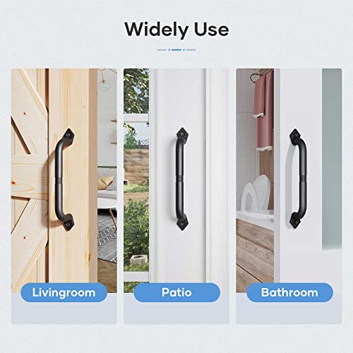 10" Barn Door Pull Handle, Gate Handles, Rustic Black Aluminum Grab, Easy Install