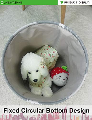 Round Thick Laundry Basket Collapsible Organizer Boys Dinosaur skeleton | Canvas Foldable Storage Hamper Sturdy Rope Handles for Household Gift Baskets Bedroom Clothes Toys Children Nursery - color: Gray Dinosaur skeleton