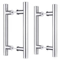 12" Stainless Steel Double Sided Push Pull Door Handle,H Shape Sliding Door Handle,Brushed,Fit for Glass Door Wooden Door,2 Pack - size: 12inch*2