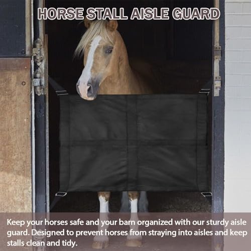 Horse Stall Guard for Horses Heavy Duty Stall Barrier with Adjustable Straps Reinforced Metal Hooks for Barn Stable Aisle Trailer Tack Room，27 Inch