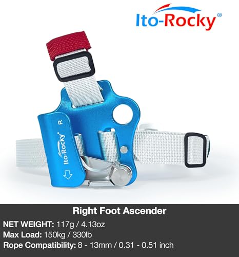 Foot Ascender Riser - Rope Climbing Equipment for SRT Climbing & Tree Arborist Climbing Device - color: Right Foot Blue