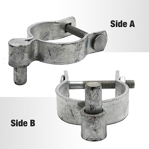 4pcs Chain Link Fence Gate Post Hinge for Outside Diameter Post/Pipe, Galvanized Chain Link Post Gate Hinge, Nut/Bolt Included (2-3/8 Inch)
