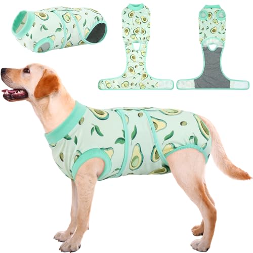 Kuoser Recovery Suit for Dogs Cats, Soft Dog Surgery Suit Female Male Spay | Professional Dog Onesie for Surgery, Substitute E-Collar & Cone, Prevent Licking Dog surgical suit Pet Neuter Suit - color: Avocado, size: X-small (Back:8.3-11.4'', Weight:4-7 Lb