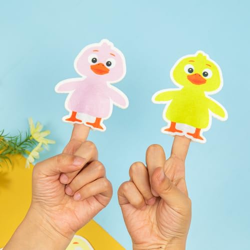 Five Little Ducklings Finger Puppets Set (6PCS) – Felt Duck Finger Puppets for Nursery Rhymes, Preschool Storytelling, Parent-Child Interaction & Classroom Activities - style: 5 Little Ducklings