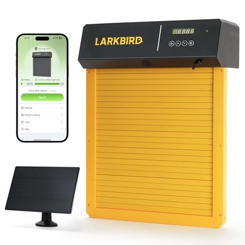 LARKBIRD Automatic Chicken Coop Door with Audio Recall Function, Yellow | Solar & Battery Powered, Timer & Light Sensor, Bluetooth App Control, Anti-Pinch System - color: Yellow