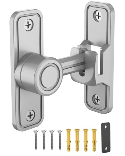 Heavy Duty Gate Latches 90 Degree Right Angle Barn Door Lock, Anti-Theft Sliding Door Lock Latch for Wooden Fence Garden Bathroom Outdoor Garage Window Include Screw (Silver) | Anti-Theft Sliding Door Lock Latch for Wooden Fence, Garden, Bathroom, Outdoor