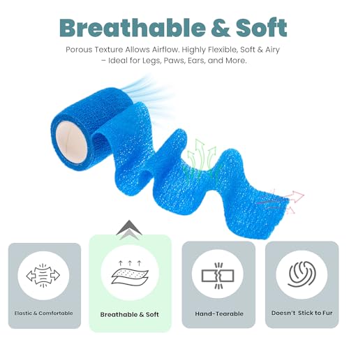 MEDUWEDU Pet Bandage 6 Rolls, Adhesive Bandage, Self Adhesive Bandage, First Aid Adhesive Gauze, for Horses, Dogs,Cats, Birds, Animals, (Solid Colors, 2 Inch (Pack of 6)) - color: Paw Prints